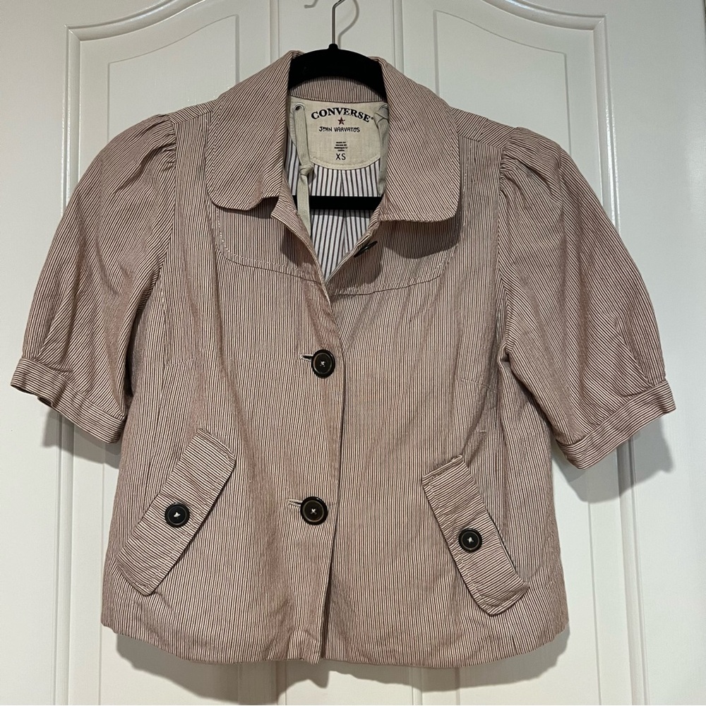 Converse x John Varvatos brown and white striped jacket Women’s extra small, XS